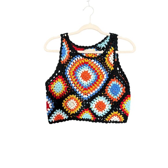 Altered State Crochet Tank Top Multicolor Boho Style Medium 1 - Picture 2 of 7